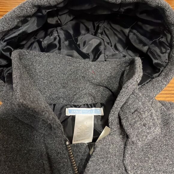 NWT Janie and Jack Dark Gray and Black Hooded Winter Toggle Pea Coat - Picture 3 of 13